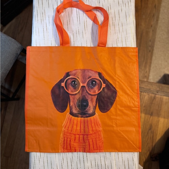Bundle of 3 Dachshund Reusable Tote Bags – Orange Glasses Sweater Dog Design - Picture 3 of 5